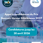 La SNDA relaie l’appel à candidatures du Prix Descroix-Vernier EthicScience 2027
